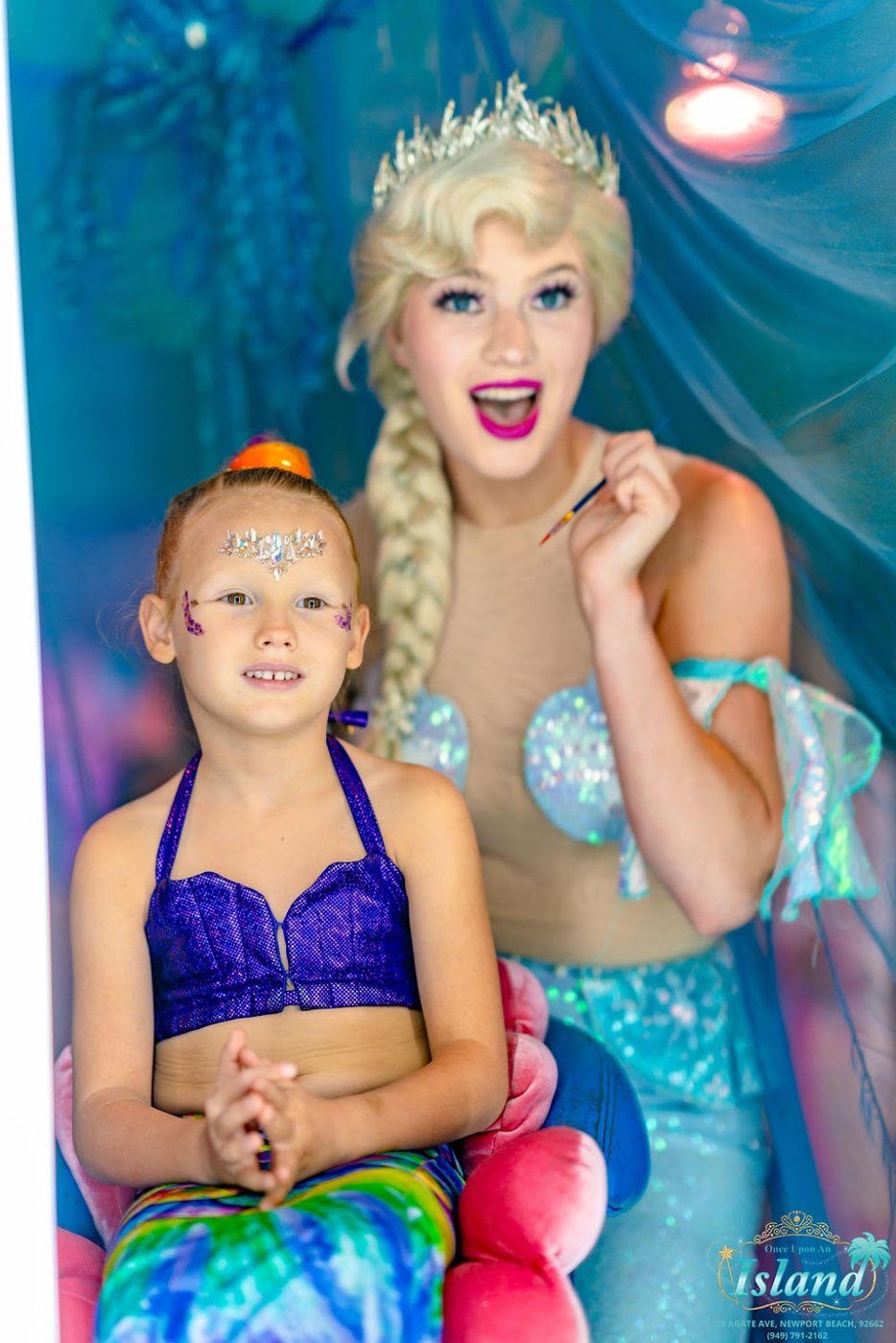 A winter princess meeting a young guest