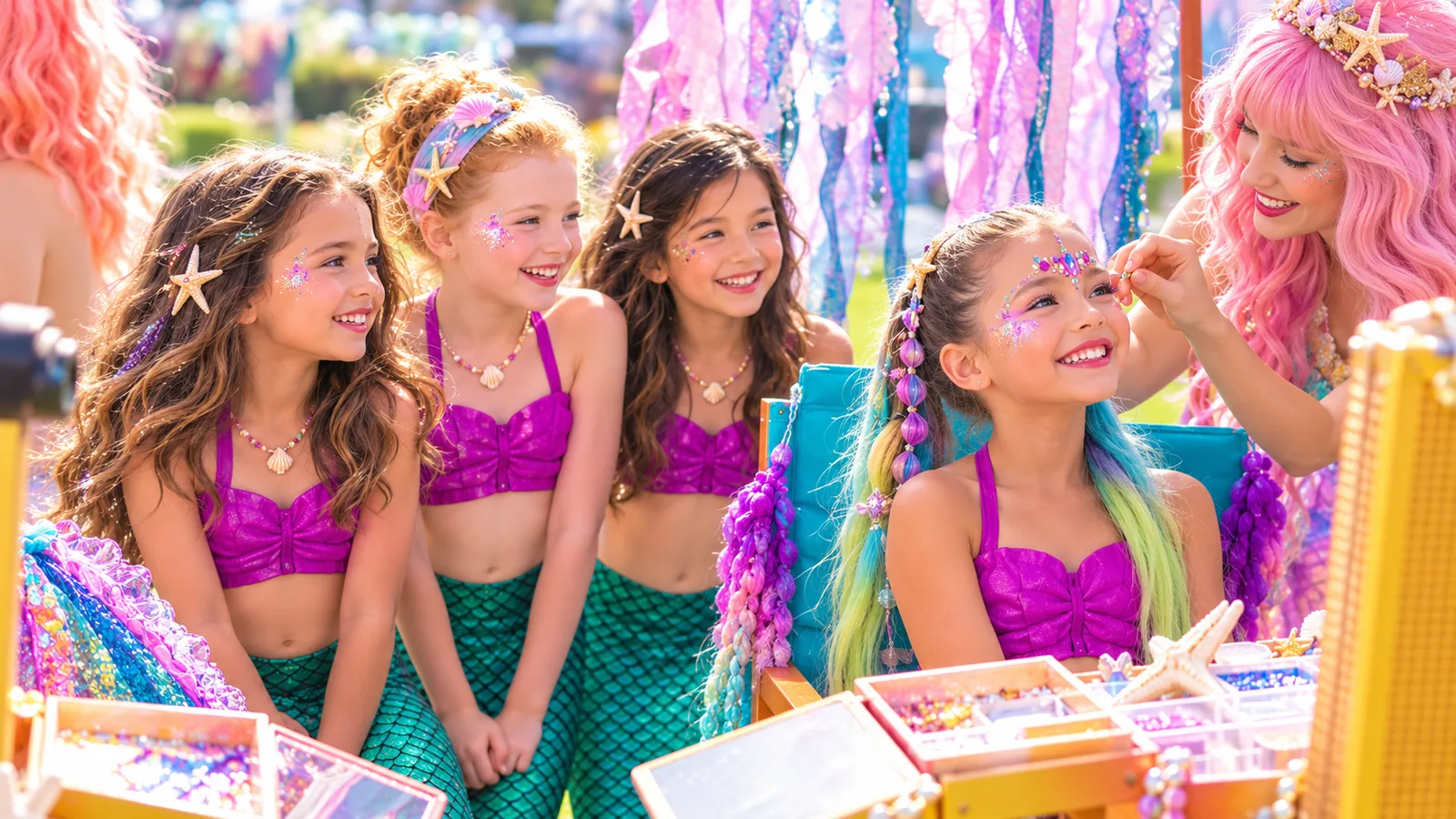 Our magical mobile salon styling children at a celebration