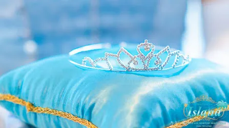 The birthday tiara waiting on its pillow