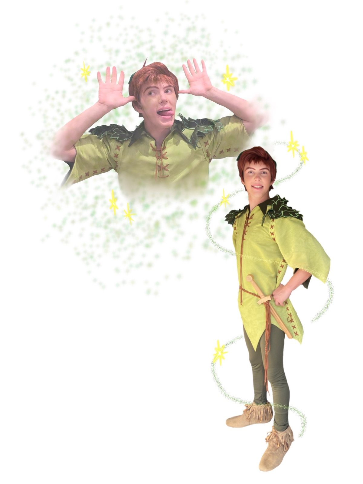 Peter Pan, a professional character performer with Once Upon an Island, available for birthday parties in Orange County