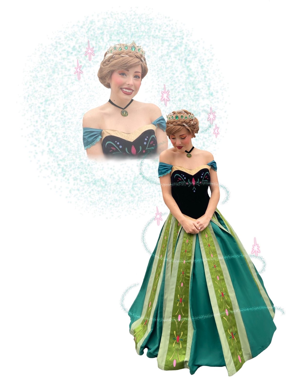 The Snow Princess, a professional character performer with Once Upon an Island, available for birthday parties in Orange County