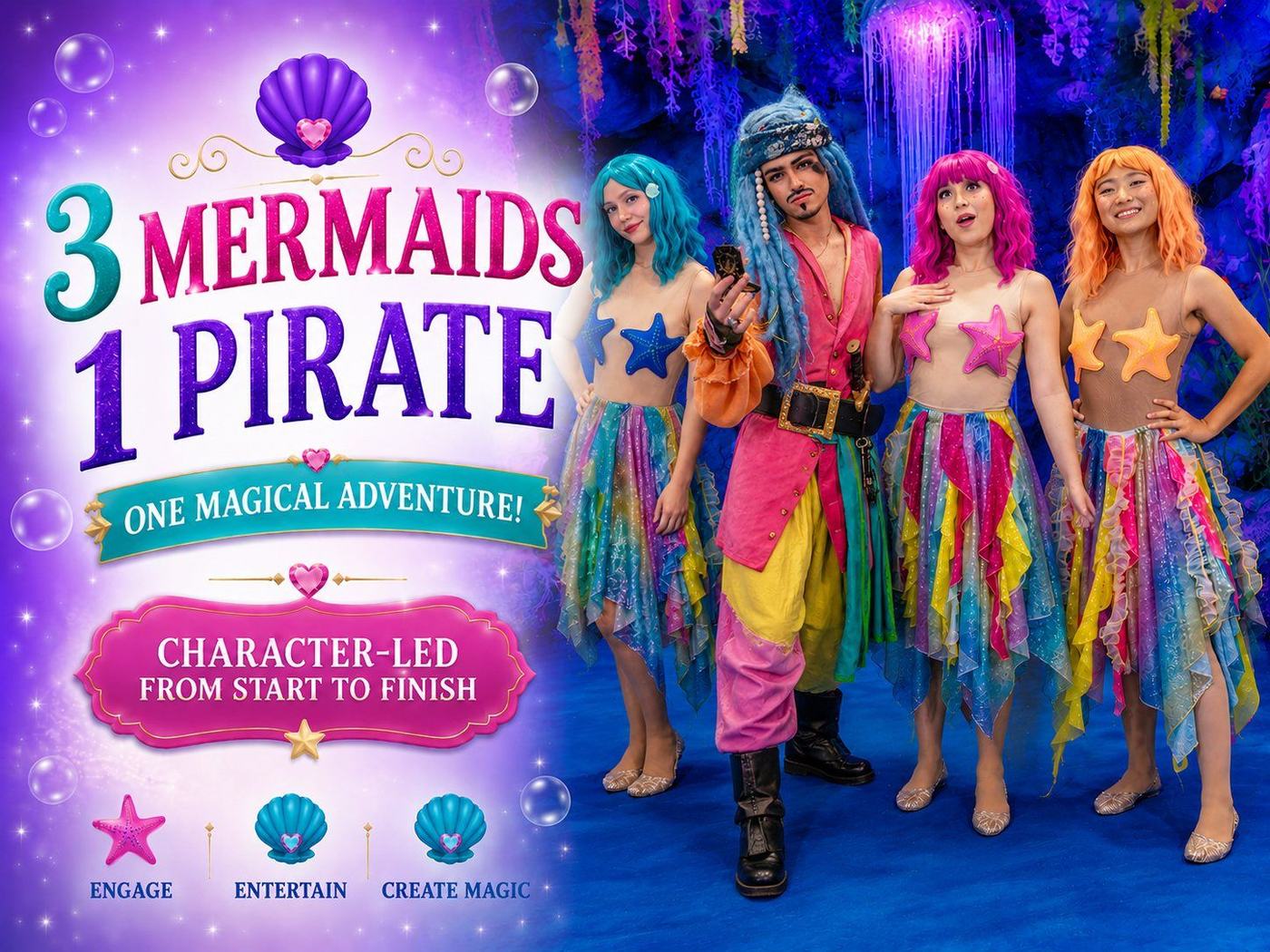 What every Mermaid and Pirate Party includes, card 1