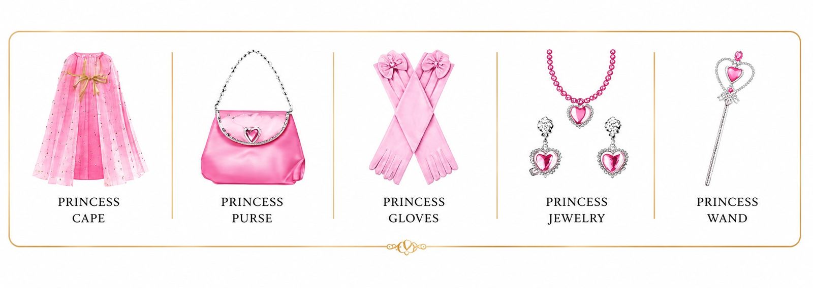 The five royal gifts every private princess takes home: cape, purse, gloves, jewelry and wand