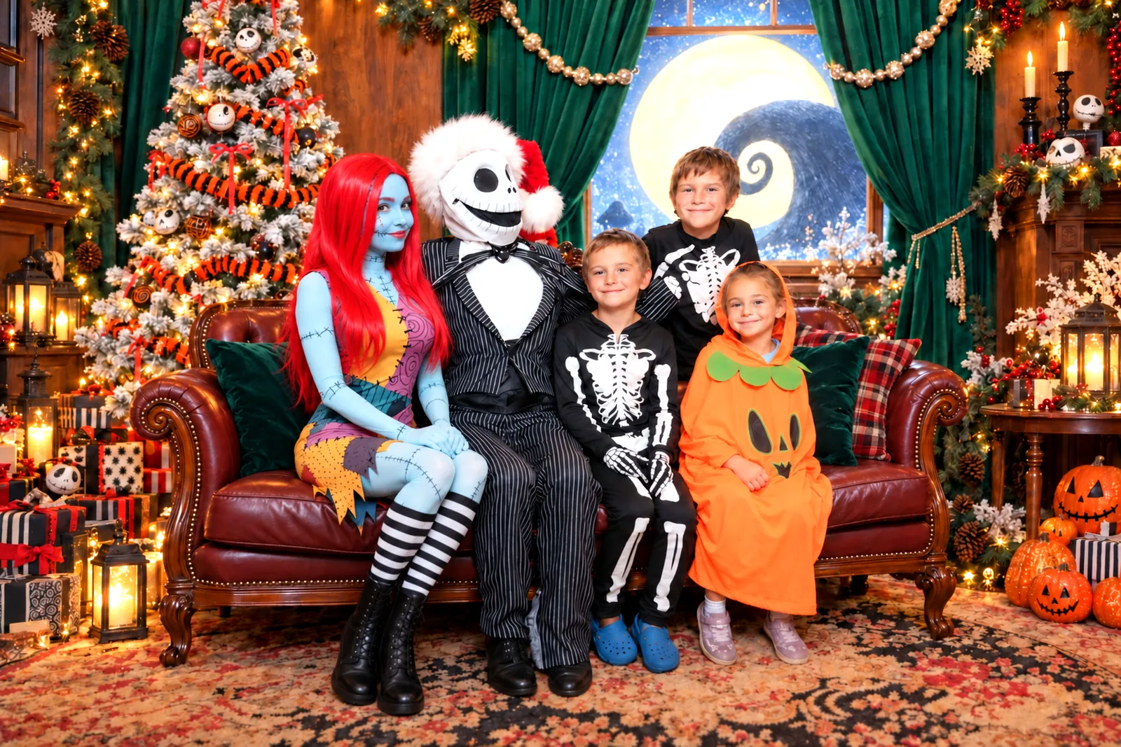 Jack, Sally and children together at Halloween at the North Pole, photo 1