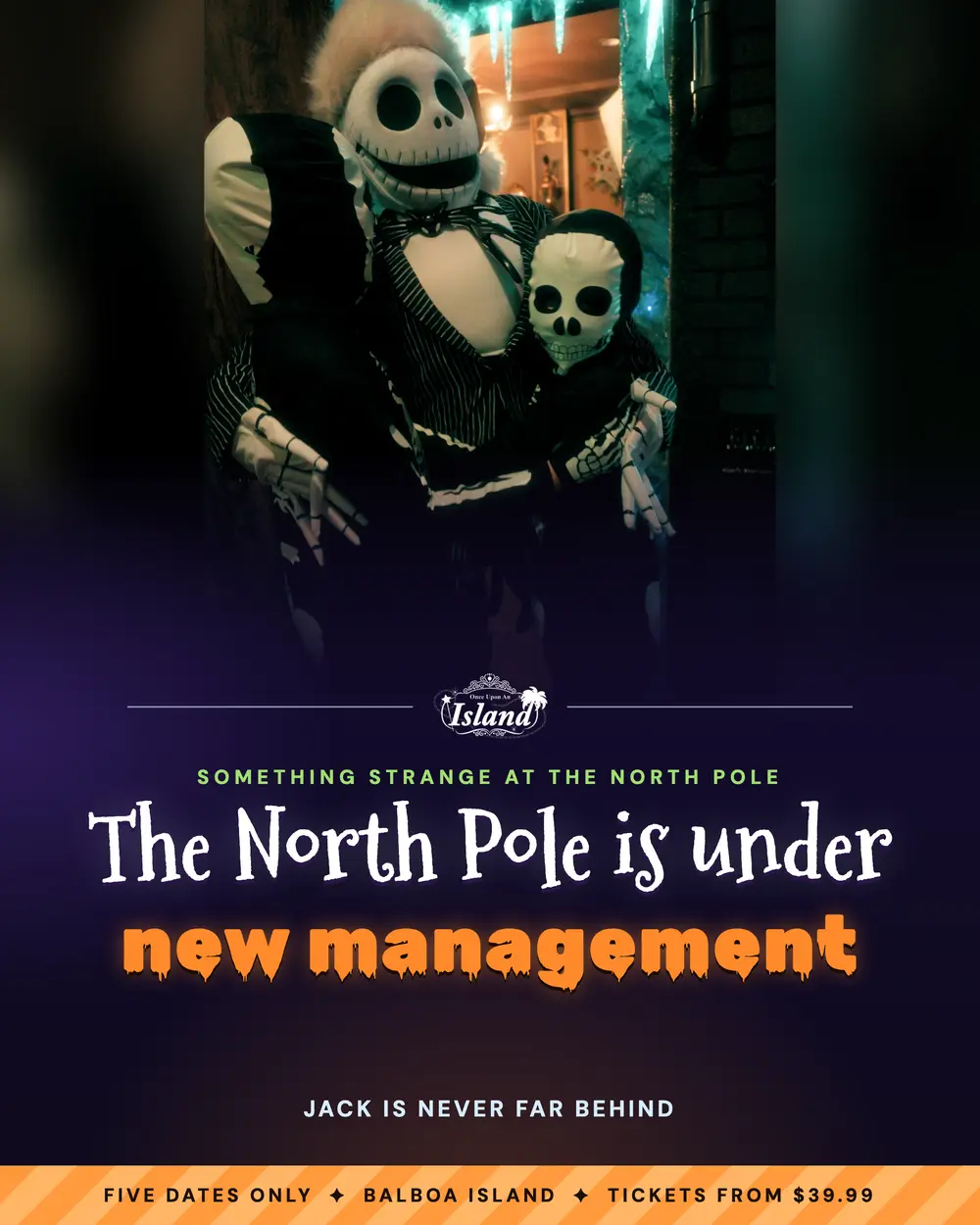 Jack Skellington with a little skeleton: the North Pole is under new management, and Jack is never far behind.